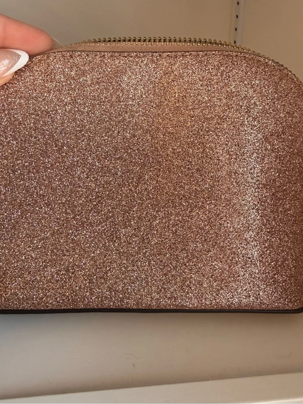 Michael Kors Rose Gold Glitter Cosmetic Pouch